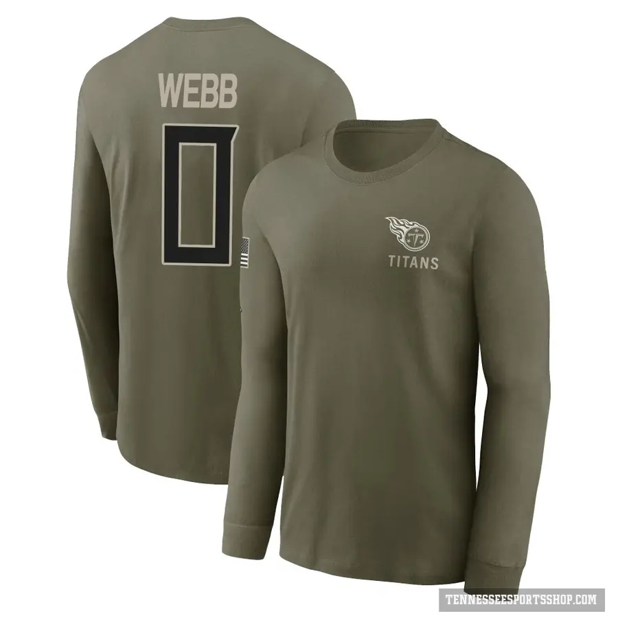 Men's ＃0 Clay Webb Tennessee Titans Olive 2025 Salute to Service Sideline Long Sleeve T-Shirt