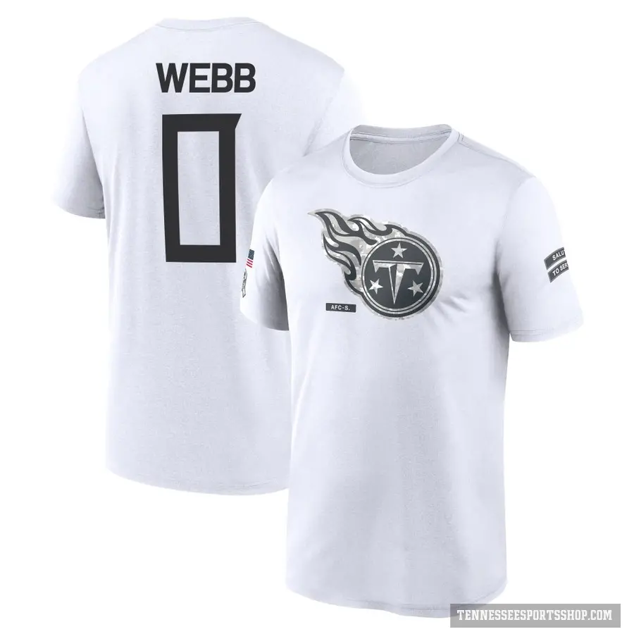Men's ＃0 Clay Webb Tennessee Titans White 2024 Salute to Service Performance T-Shirt