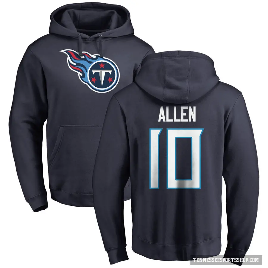 Men's ＃10 Brandon Allen Tennessee Titans Navy Pro Line Logo Pullover Hoodie