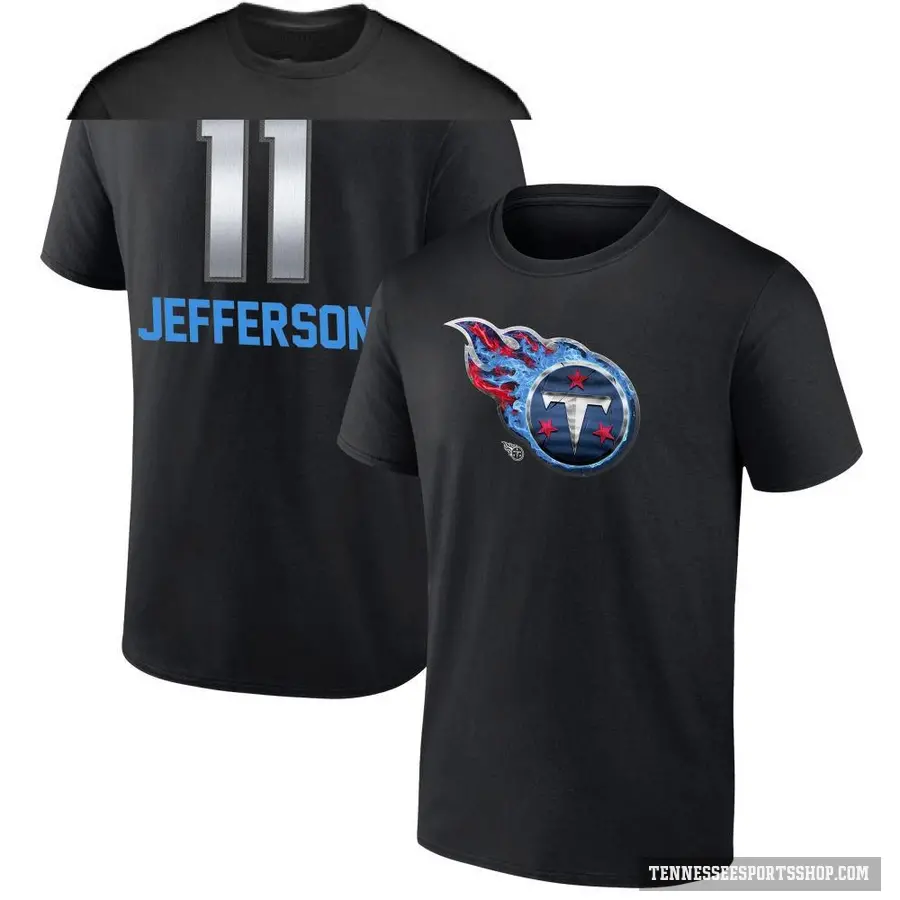 Men's ＃11 Van Jefferson Tennessee Titans Black Midnight Mascot T-Shirt