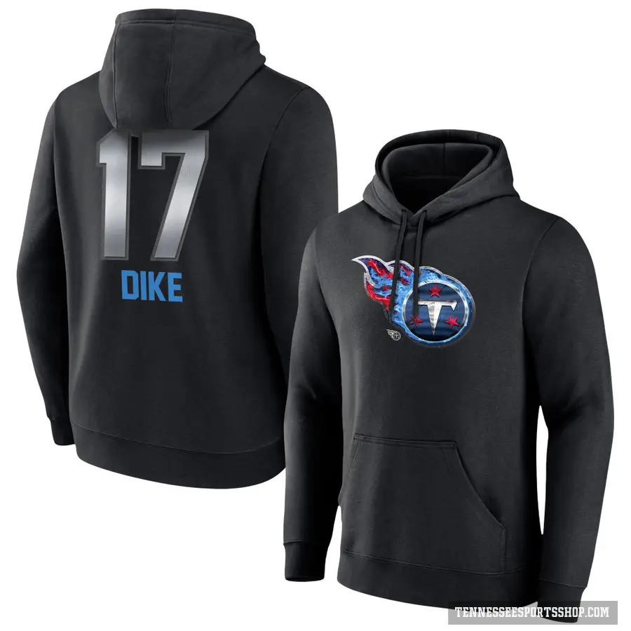 Men's ＃17 Chimere Dike Tennessee Titans Black Midnight Mascot Pullover Hoodie