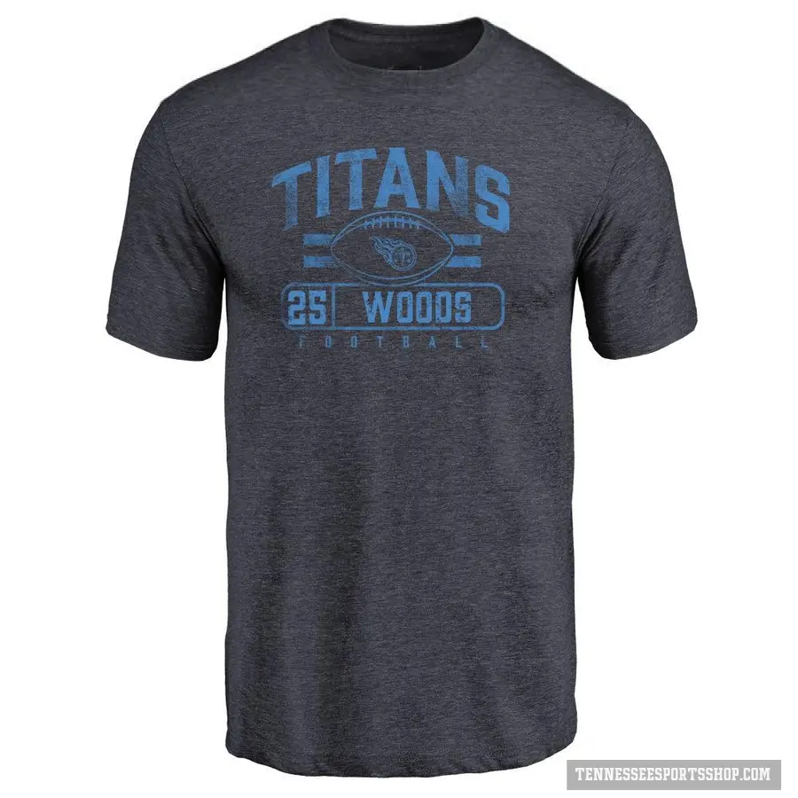 Men's ＃25 Xavier Woods Tennessee Titans Navy Flanker T-Shirt