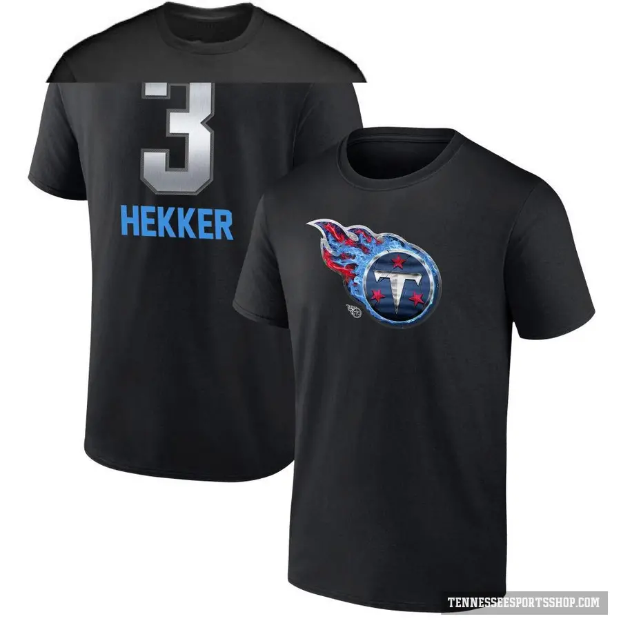 Men's ＃3 Johnny Hekker Tennessee Titans Black Midnight Mascot T-Shirt