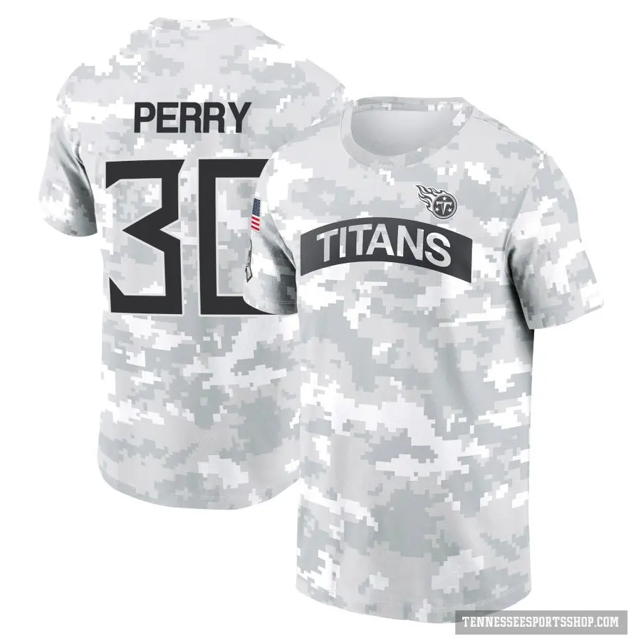 Men's ＃30 Mark Perry Tennessee Titans Camo Arctic 2024 Salute to Service Performance T-Shirt