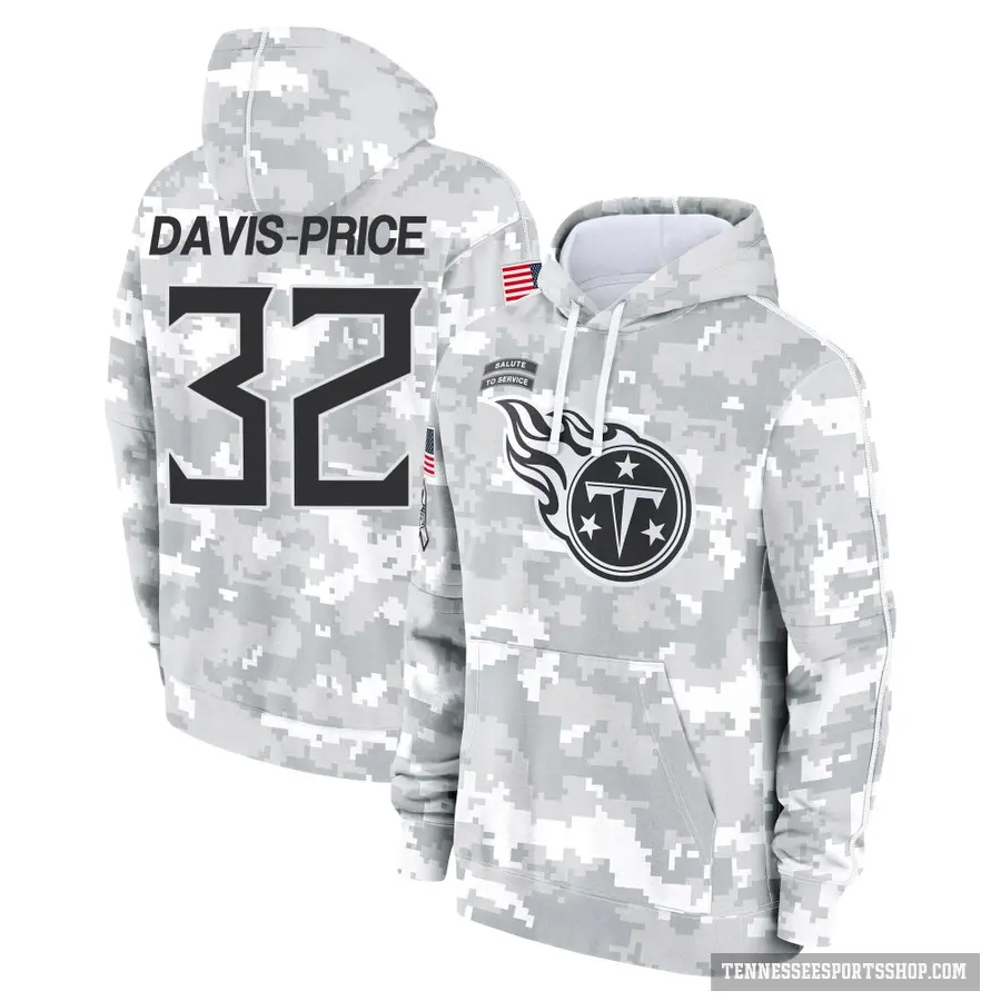 Men's ＃32 Tyrion Davis-Price Tennessee Titans Arctic Camo 2024 Salute to Service Club Fleece Pullover Hoodie