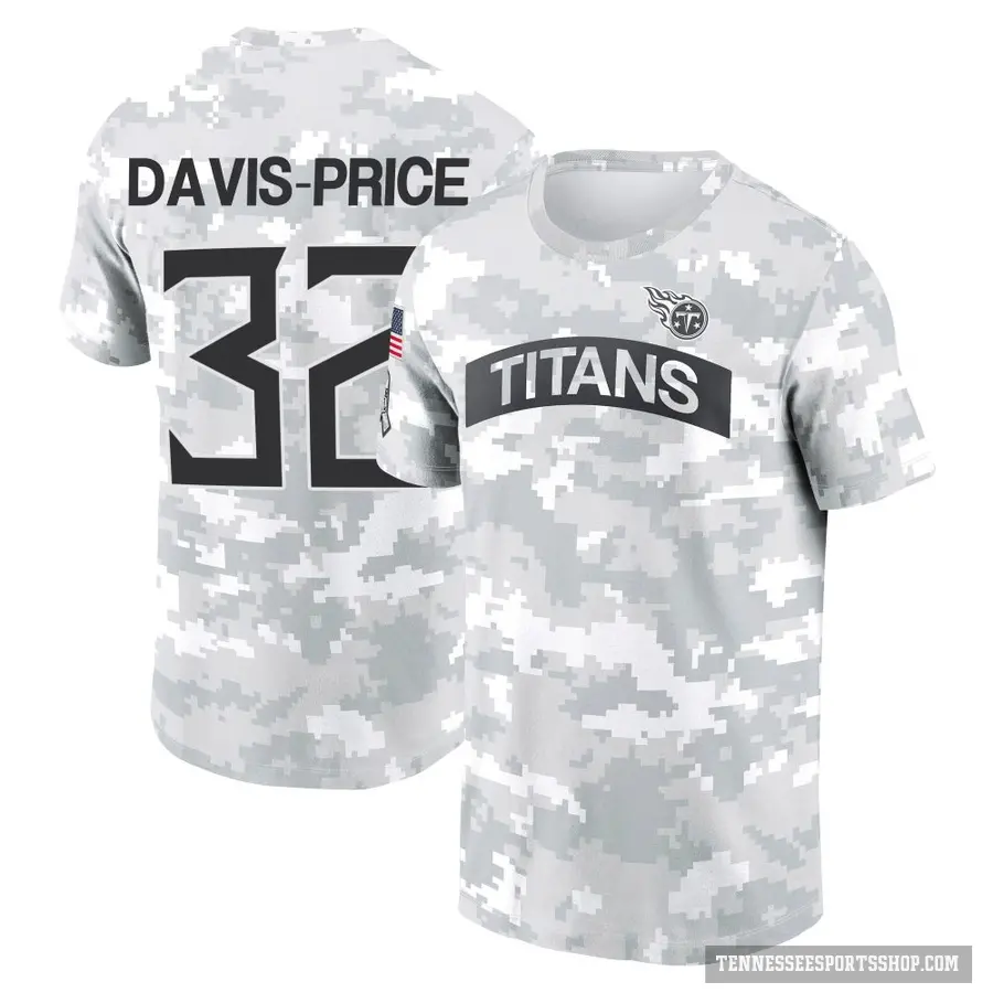 Men's ＃32 Tyrion Davis-Price Tennessee Titans Camo Arctic 2024 Salute to Service Performance T-Shirt