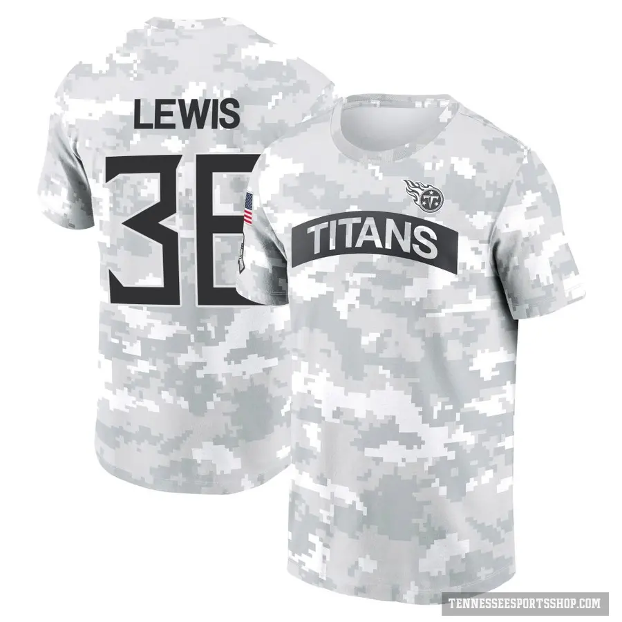 Men's ＃36 Clarence Lewis Tennessee Titans Camo Arctic 2024 Salute to Service Performance T-Shirt