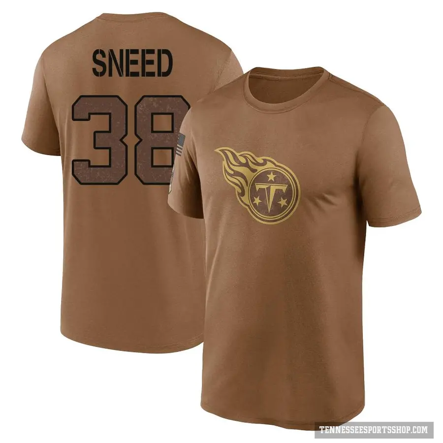 Men's ＃38 L'Jarius Sneed Tennessee Titans Brown 2023 Salute To Service Performance T-Shirt