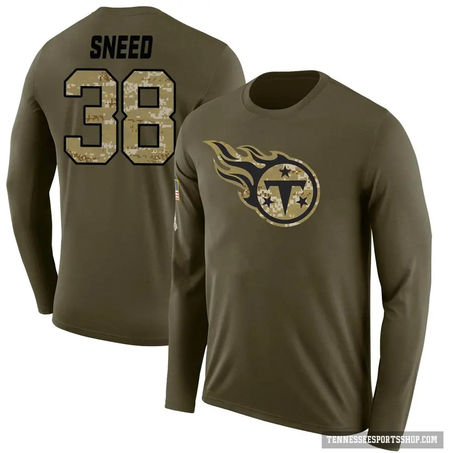 Men's ＃38 L'Jarius Sneed Tennessee Titans Olive Salute to Service Sideline Long Sleeve T-Shirt