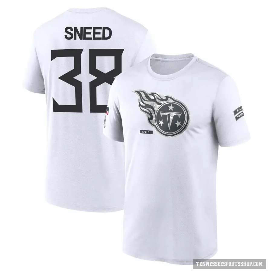Men's ＃38 L'Jarius Sneed Tennessee Titans White 2024 Salute to Service Performance T-Shirt