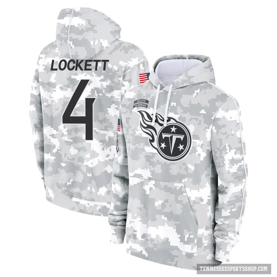 Men's ＃4 Tyler Lockett Tennessee Titans Arctic Camo 2024 Salute to Service Club Fleece Pullover Hoodie