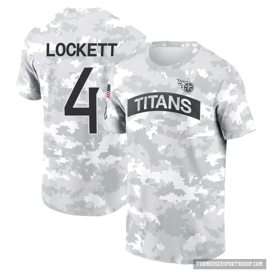 Men's ＃4 Tyler Lockett Tennessee Titans Camo Arctic 2024 Salute to Service Performance T-Shirt