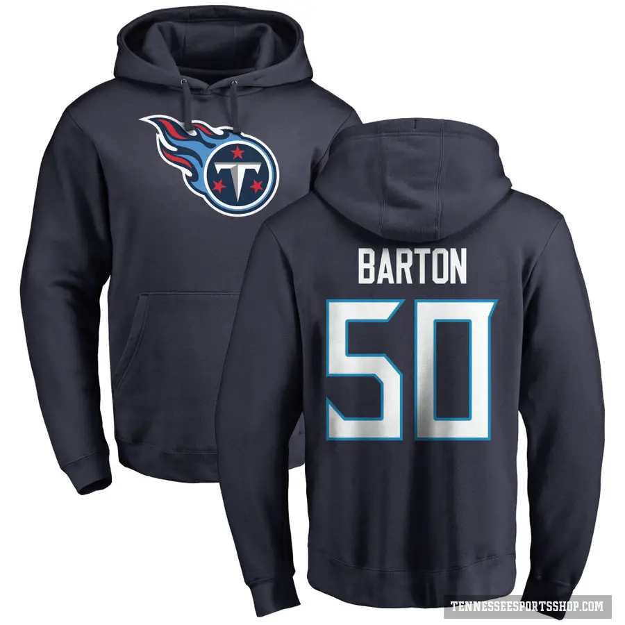 Men's ＃50 Cody Barton Tennessee Titans Navy Pro Line Logo Pullover Hoodie