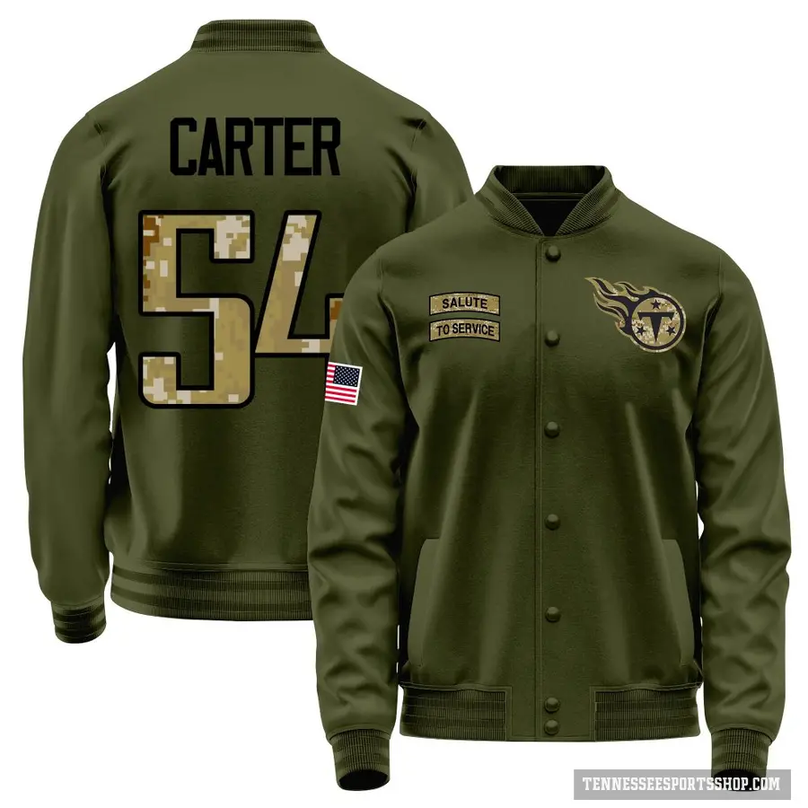 Men's ＃54 Lorenzo Carter Tennessee Titans Olive Salute to Service Sideline Performance Jacket