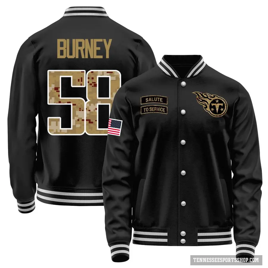 Men's ＃58 Amari Burney Tennessee Titans Black Salute to Service Sideline Performance Jacket