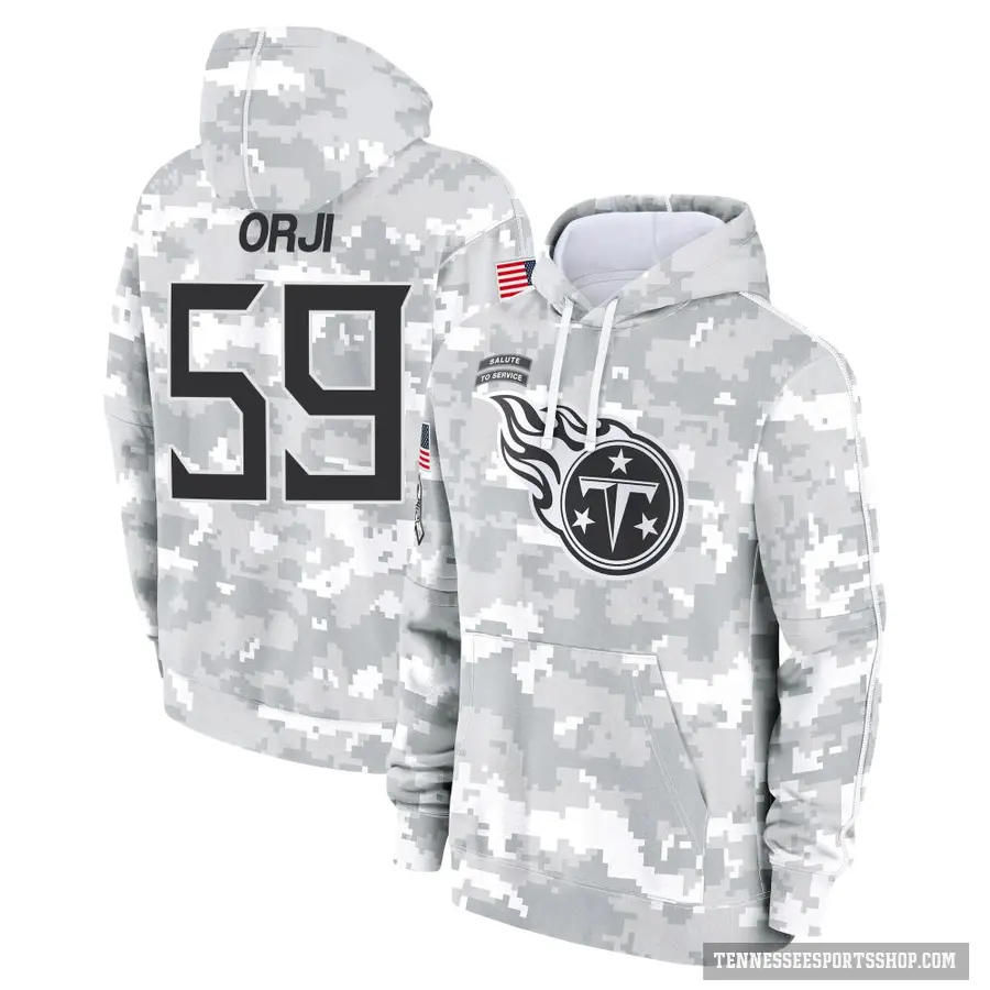 Men's ＃59 Anfernee Orji Tennessee Titans Arctic Camo 2024 Salute to Service Club Fleece Pullover Hoodie