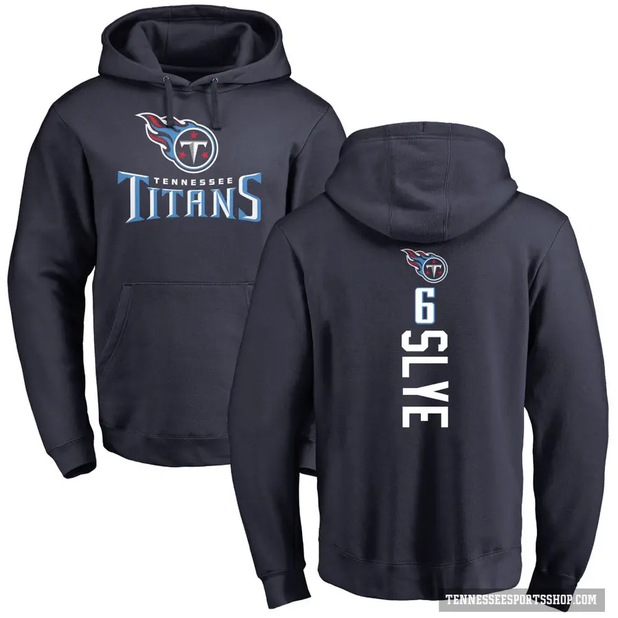 Men's ＃6 Joey Slye Tennessee Titans Navy Pro Line Backer Pullover Hoodie