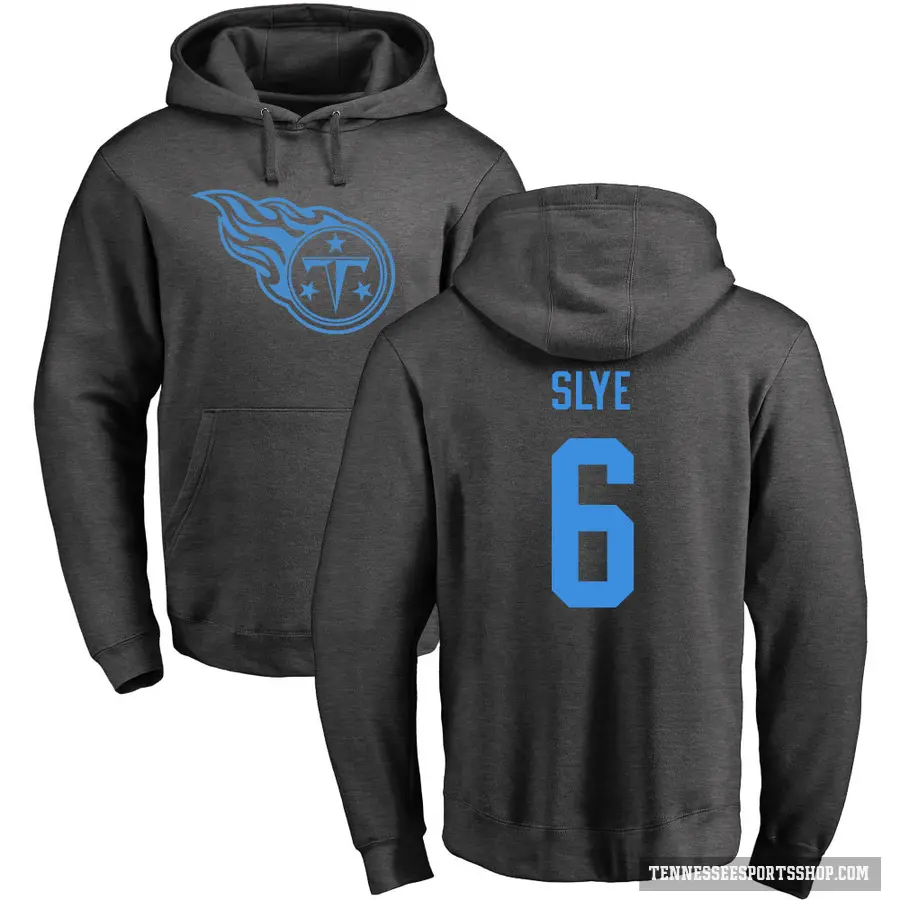 Men's ＃6 Joey Slye Tennessee Titans Pro Line by Branded Ash One Color Pullover Hoodie