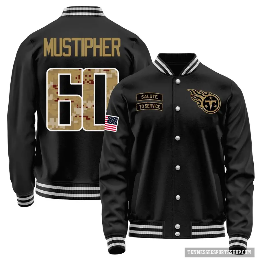 Men's ＃60 Sam Mustipher Tennessee Titans Black Salute to Service Sideline Performance Jacket
