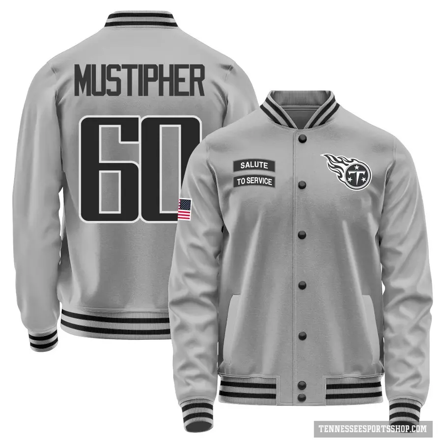 Men's ＃60 Sam Mustipher Tennessee Titans Gray Salute to Service Performance Jacket