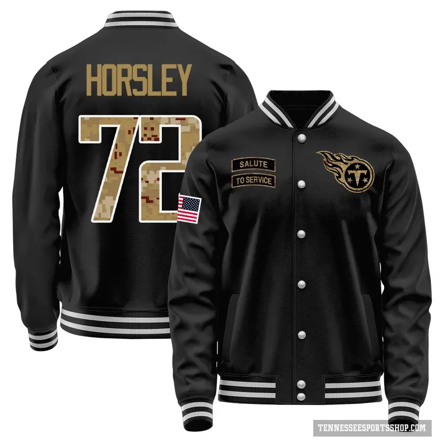 Men's ＃72 Cam Horsley Tennessee Titans Black Salute to Service Sideline Performance Jacket