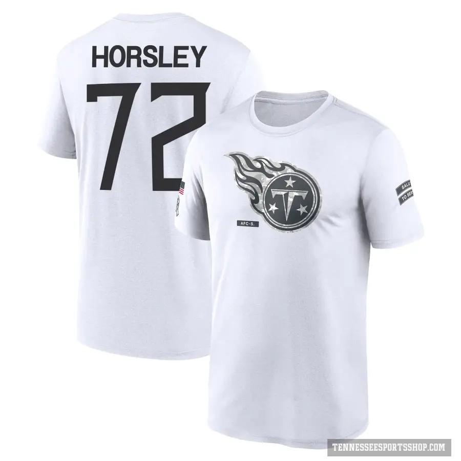 Men's ＃72 Cam Horsley Tennessee Titans White 2024 Salute to Service Performance T-Shirt