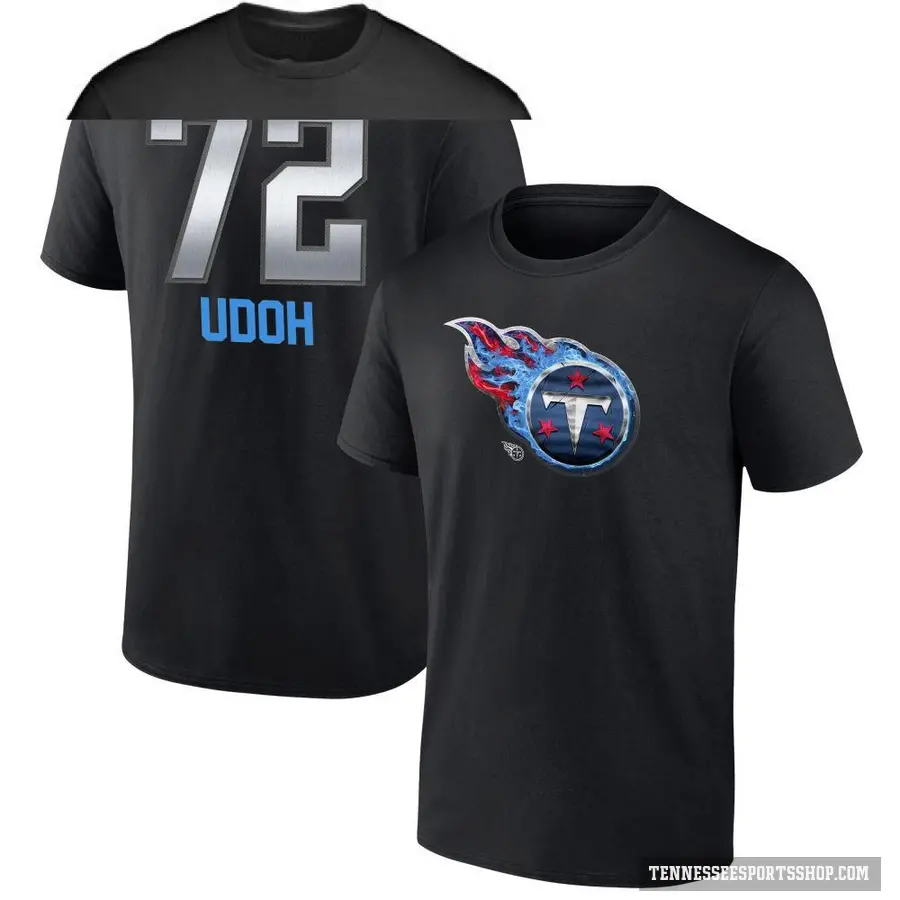 Men's ＃72 Olisaemeka Udoh Tennessee Titans Black Midnight Mascot T-Shirt
