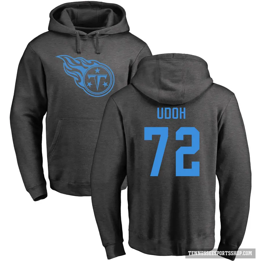 Men's ＃72 Olisaemeka Udoh Tennessee Titans Pro Line by Branded Ash One Color Pullover Hoodie