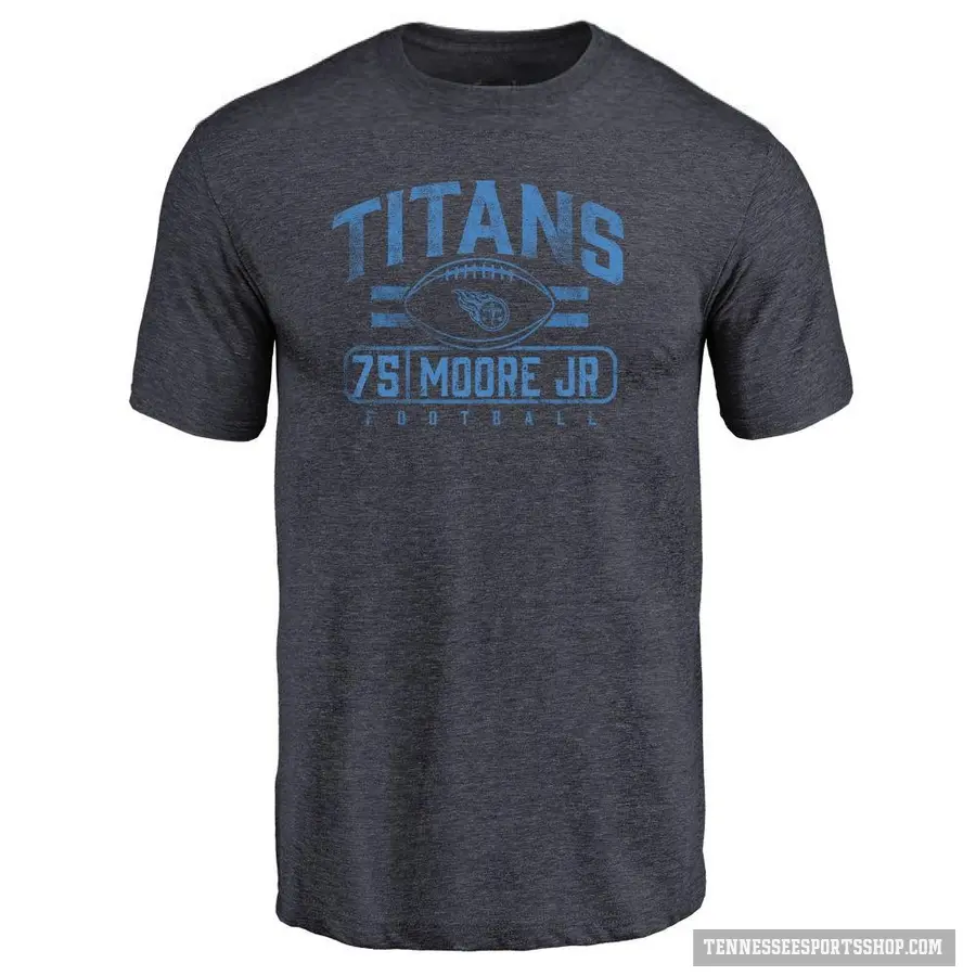 Men's ＃75 Dan Moore Jr. Tennessee Titans Navy Flanker T-Shirt