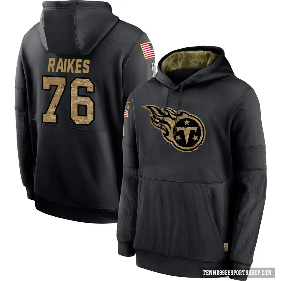 Men's ＃76 Isaiah Raikes Tennessee Titans Black 2020 Salute to Service Sideline Performance Pullover Hoodie