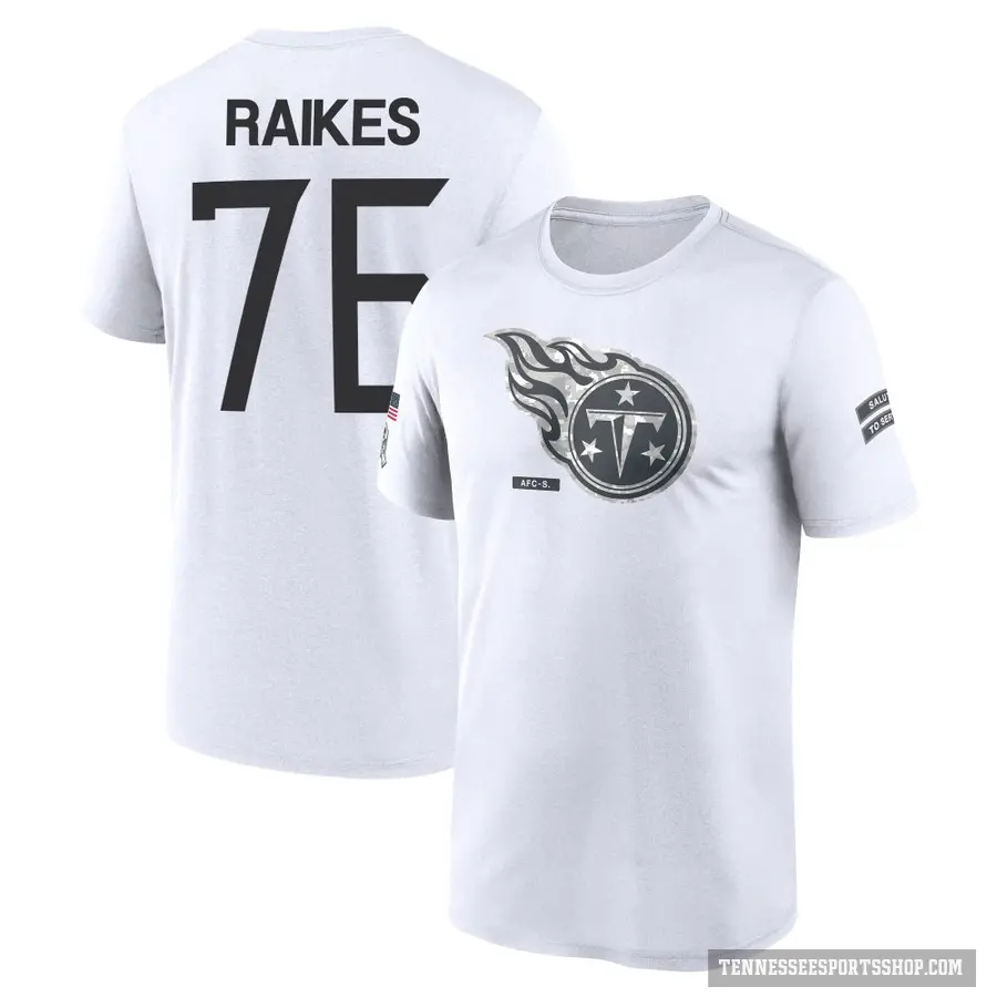 Men's ＃76 Isaiah Raikes Tennessee Titans White 2024 Salute to Service Performance T-Shirt