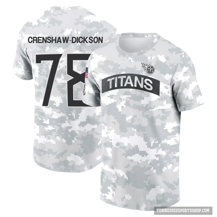 Men's ＃78 Brandon Crenshaw-Dickson Tennessee Titans Camo Arctic 2024 Salute to Service Performance T-Shirt