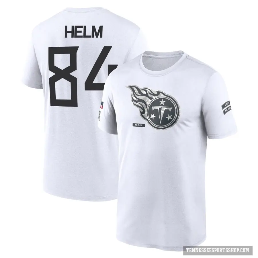 Men's ＃84 Gunnar Helm Tennessee Titans White 2024 Salute to Service Performance T-Shirt