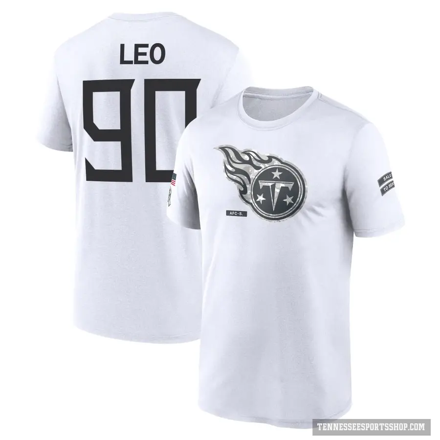 Men's ＃90 Titus Leo Tennessee Titans White 2024 Salute to Service Performance T-Shirt