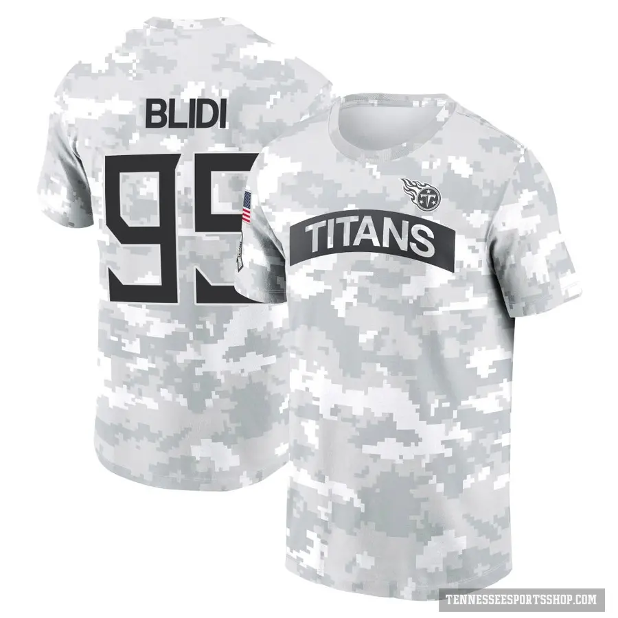 Men's ＃95 Philip Blidi Tennessee Titans Camo Arctic 2024 Salute to Service Performance T-Shirt
