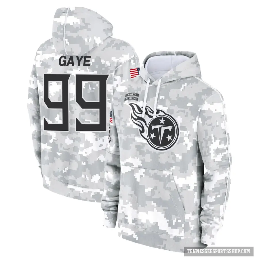Men's ＃99 Ali Gaye Tennessee Titans Arctic Camo 2024 Salute to Service Club Fleece Pullover Hoodie