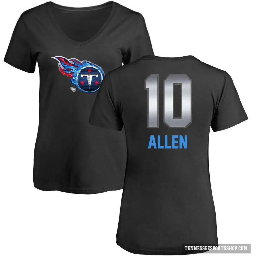 Women's ＃10 Brandon Allen Tennessee Titans Black Midnight Mascot T-Shirt