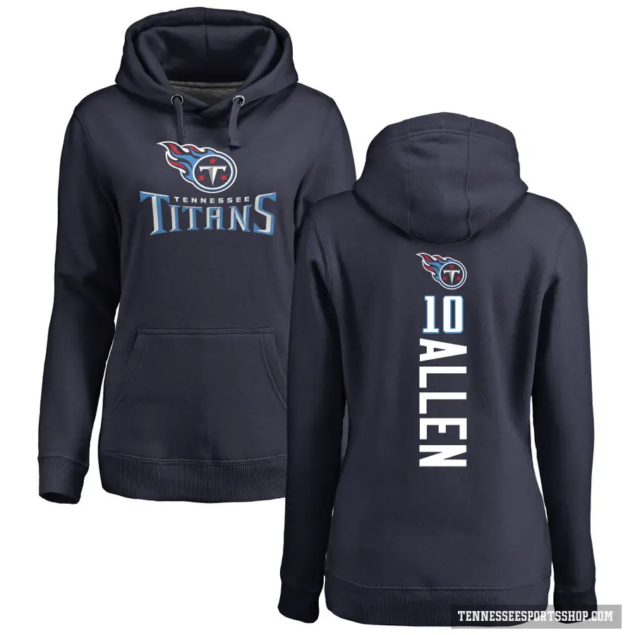 Women's ＃10 Brandon Allen Tennessee Titans Navy Pro Line Backer Pullover Hoodie