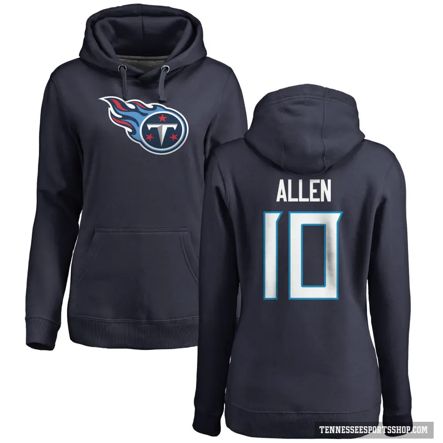 Women's ＃10 Brandon Allen Tennessee Titans Navy Pro Line Logo Pullover Hoodie