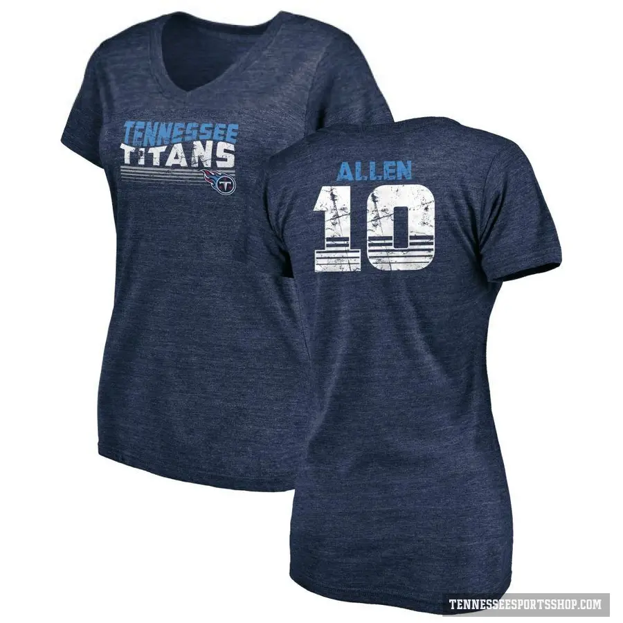 Women's ＃10 Brandon Allen Tennessee Titans Navy Retro V-Neck T-Shirt