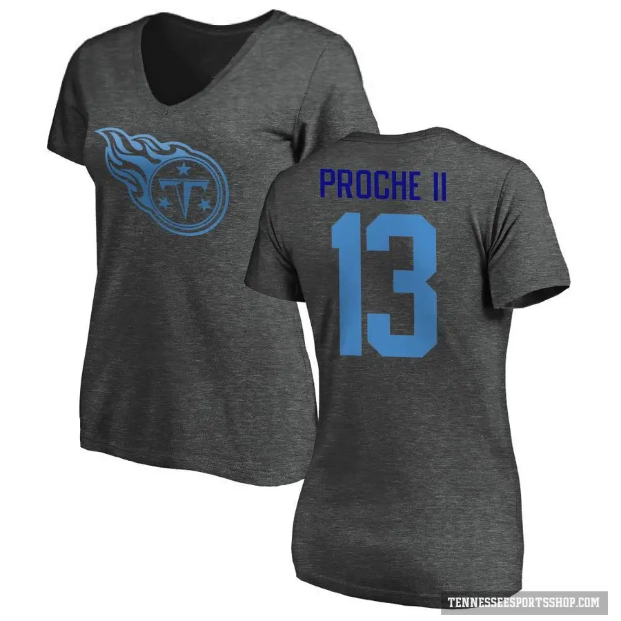 Women's ＃13 James Proche II Tennessee Titans Ash One Color T-Shirt