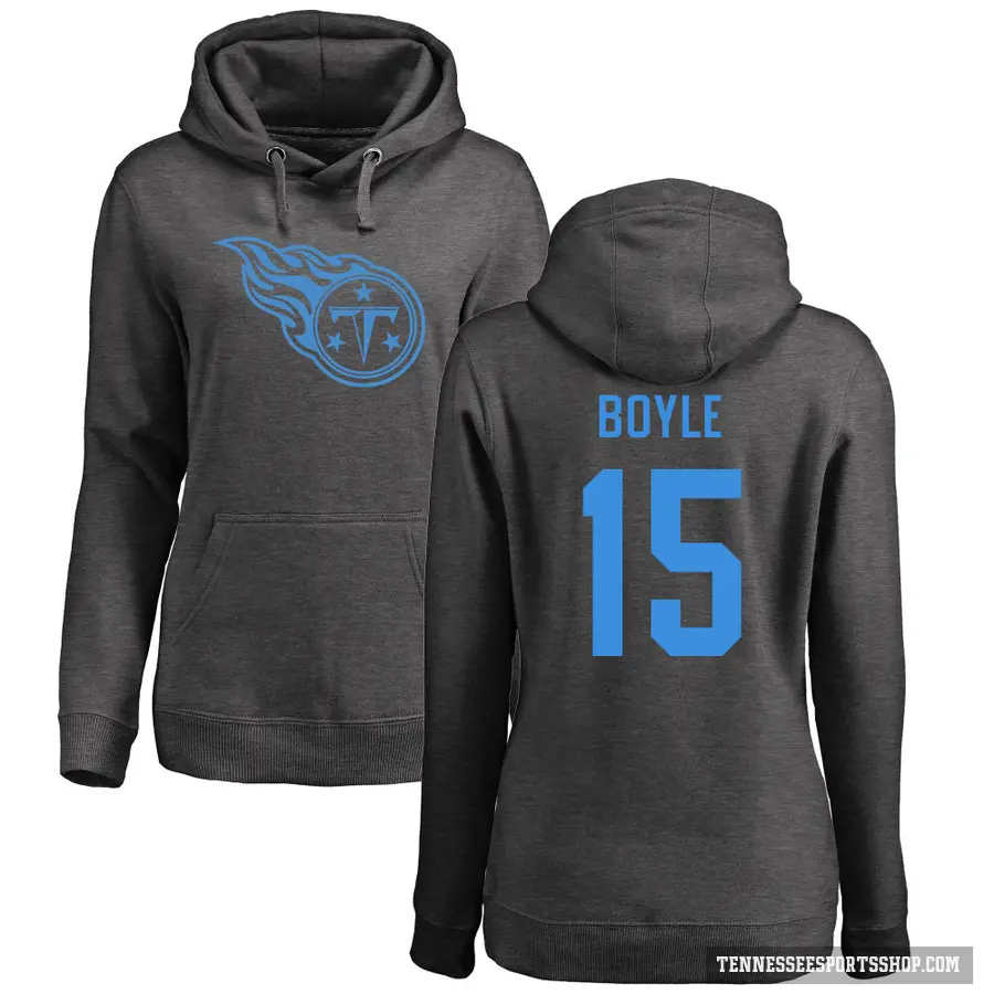 Women's ＃15 Tim Boyle Tennessee Titans Pro Line by Branded Ash One Color Pullover Hoodie