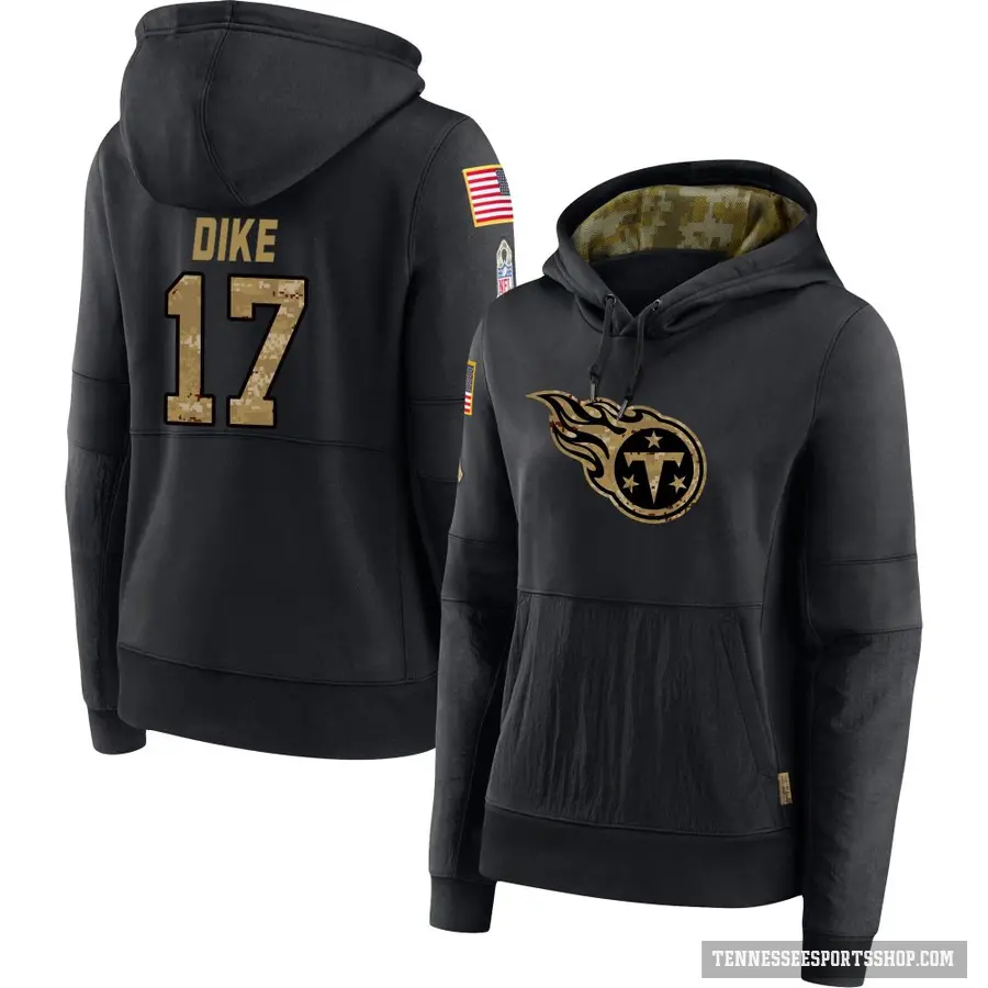 Women's ＃17 Chimere Dike Tennessee Titans Black 2020 Salute to Service Sideline Performance Pullover Hoodie