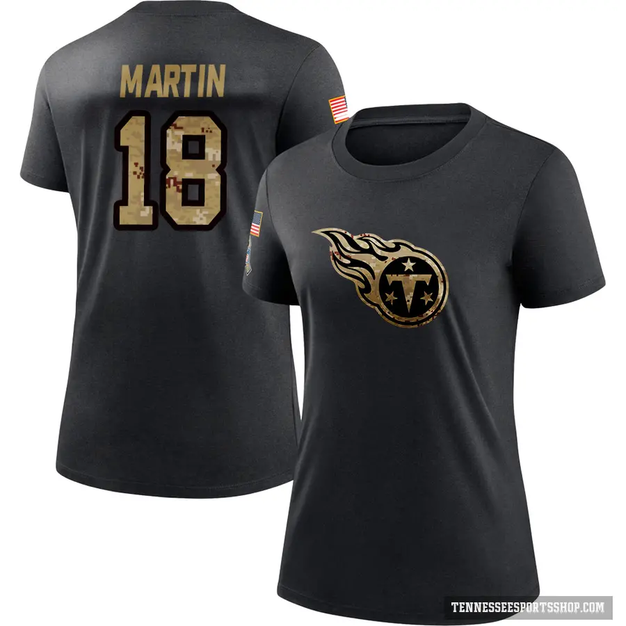 Women's ＃18 Tay Martin Tennessee Titans Black 2020 Salute To Service Performance T-Shirt