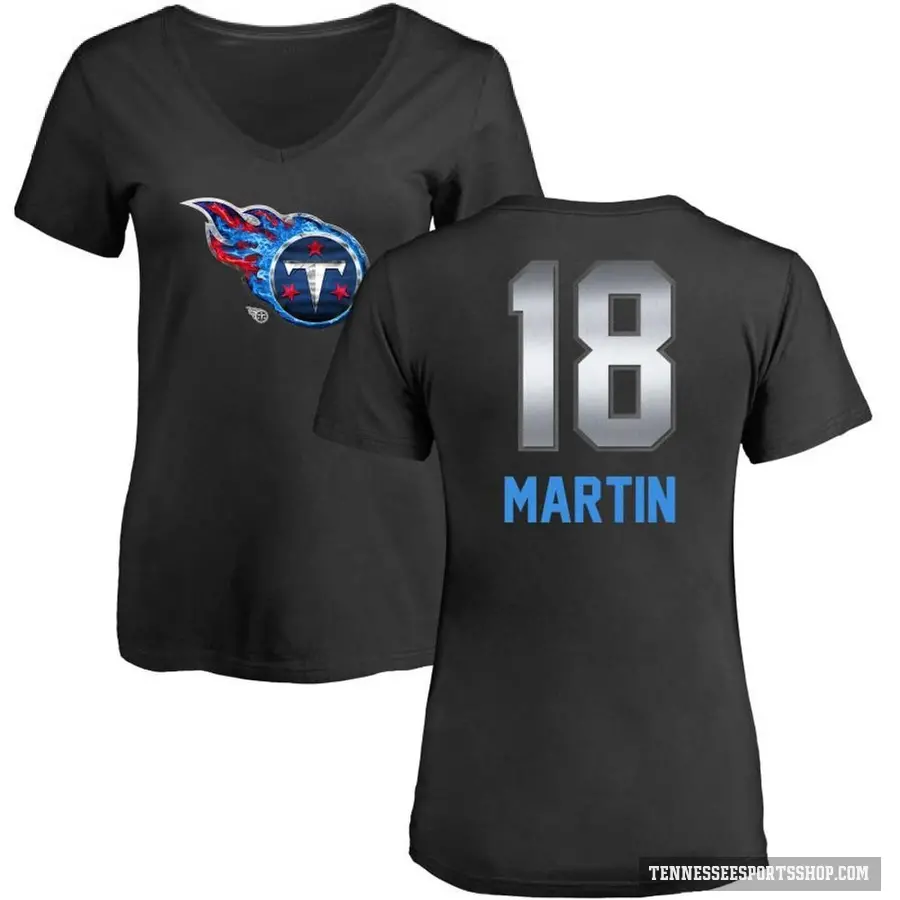 Women's ＃18 Tay Martin Tennessee Titans Black Midnight Mascot T-Shirt