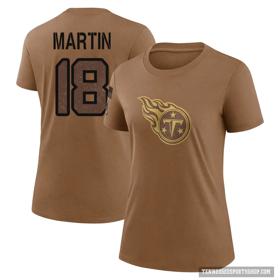 Women's ＃18 Tay Martin Tennessee Titans Brown 2023 Salute To Service Performance T-Shirt