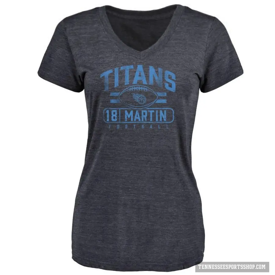 Women's ＃18 Tay Martin Tennessee Titans Navy Flanker T-Shirt