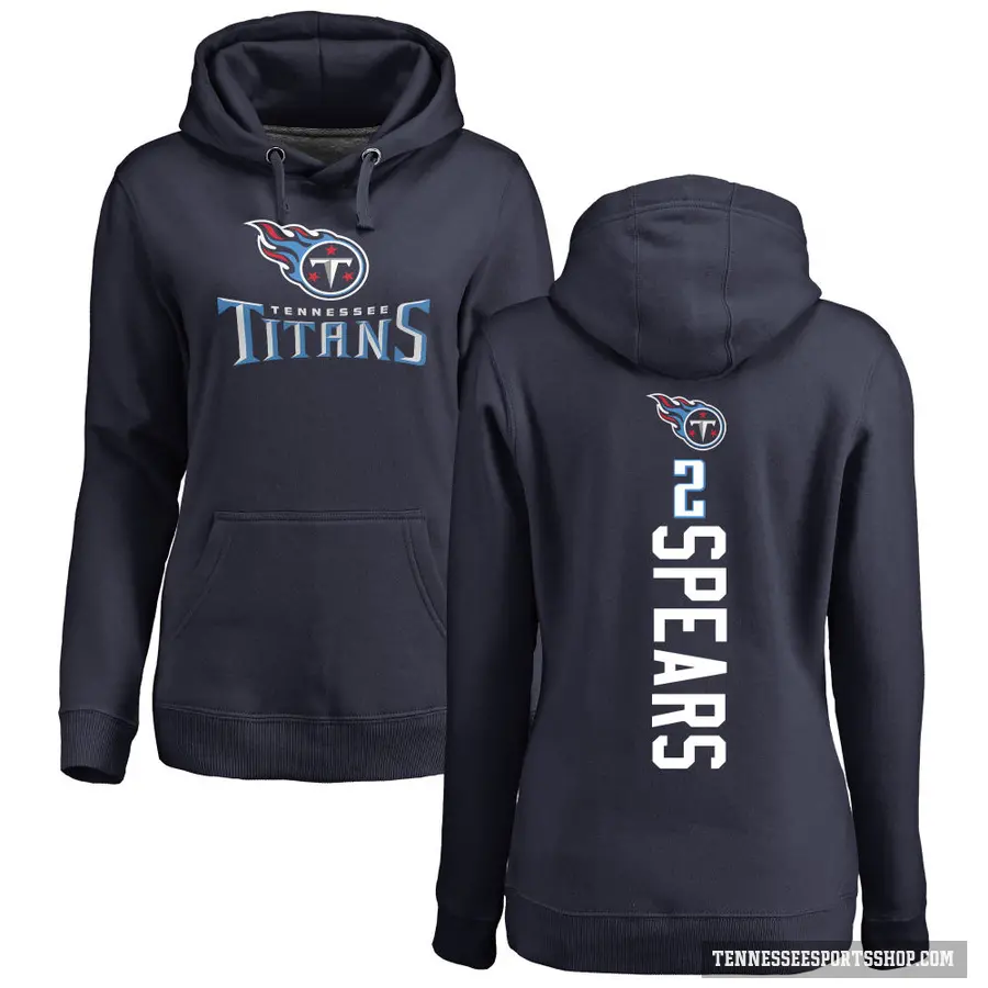 Women's ＃2 Tyjae Spears Tennessee Titans Navy Pro Line Backer Pullover Hoodie