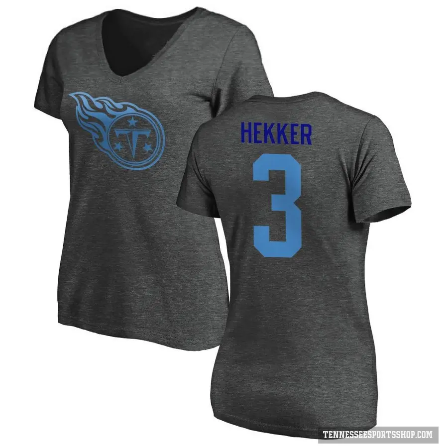 Women's ＃3 Johnny Hekker Tennessee Titans Ash One Color T-Shirt