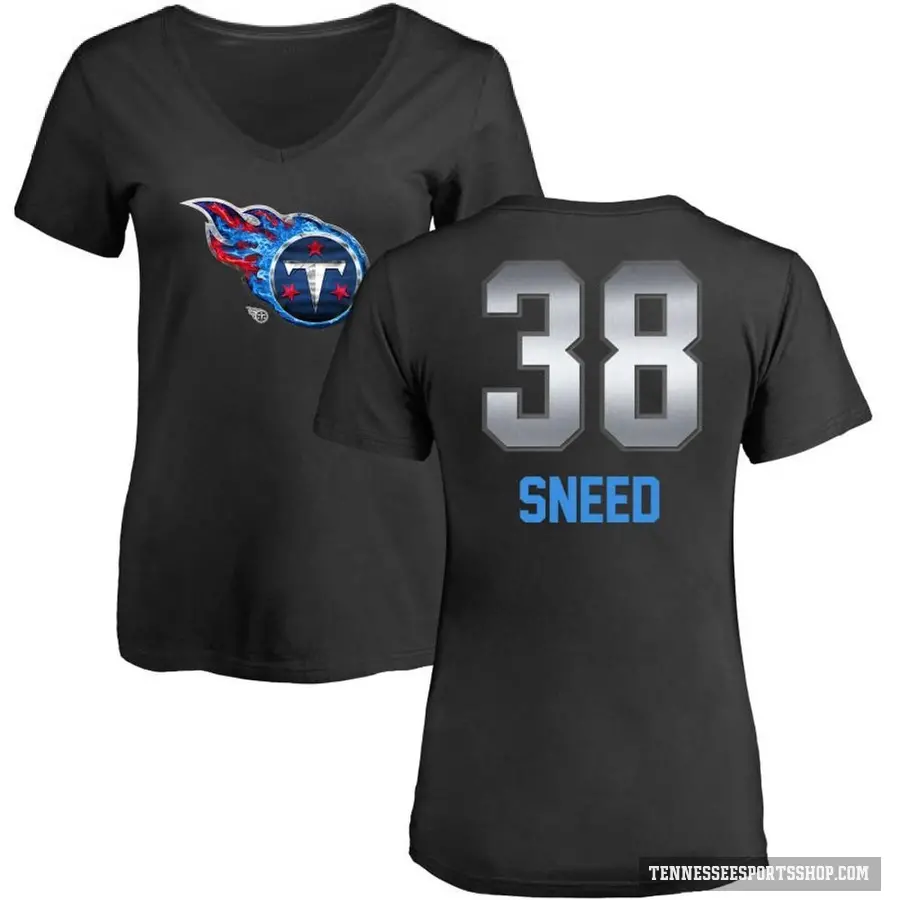 Women's ＃38 L'Jarius Sneed Tennessee Titans Black Midnight Mascot T-Shirt